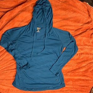 Mountain HardWear Shirt blue w/hood long sleeve SZ Large